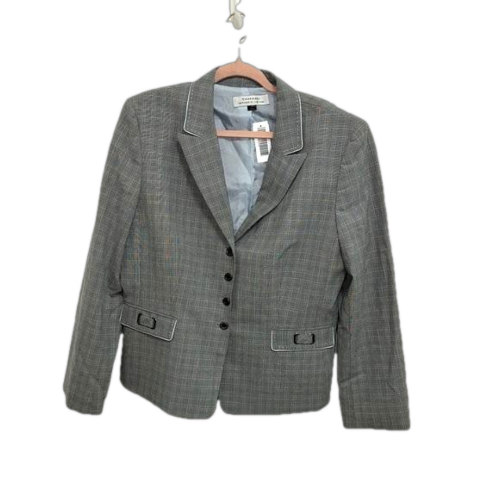 Tahari Gray Plaid Blazer